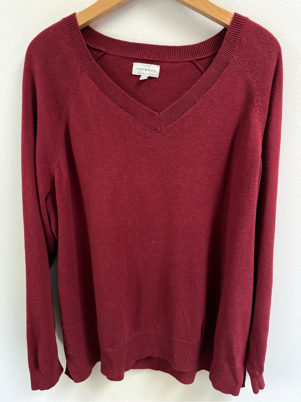 Lucky Brand Women's V-Neck Sweater in Rich Burgundy